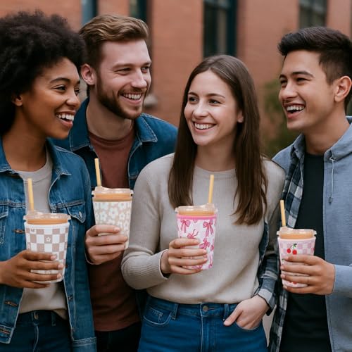 Reusable Insulated Neoprene Iced Coffee Cup Sleeve (3 Count)