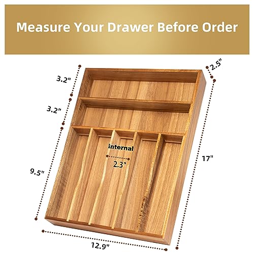 Silverware Organizer Kitchen Drawer Organizer Utensil Organizer Acacia Silverware Holder Cutlery Organizer in Drawer Flatware Organizer Tray