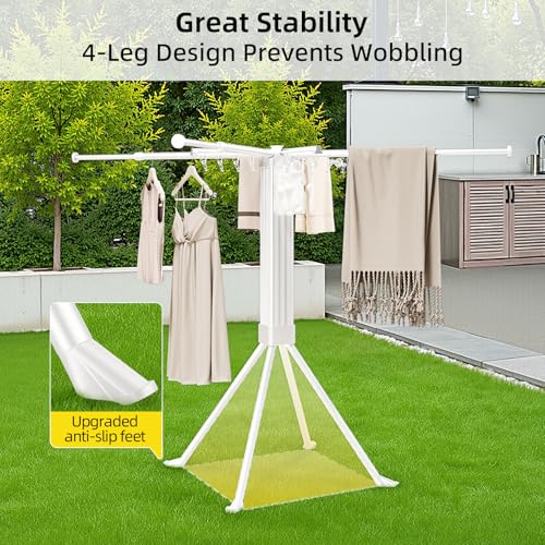 Clothes Drying Rack Foldable Extending Laundry Rack with 16 Clips Collapsible Clothing Rack Space
