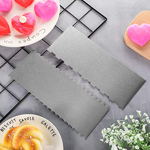 2 Pcs 9 in Double Sided Comb Stainless Steel Cake Scraper Smoother (2 Count)