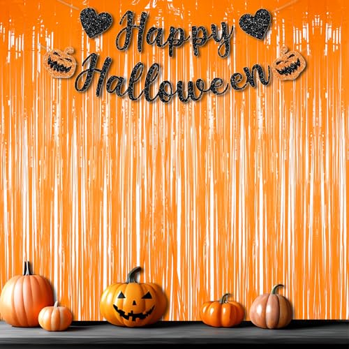 Orange Streamers Party Backdrop (2 Count)