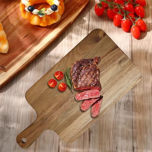 10 Pcs Acacia Wood Cutting Board with Handle (10 Count)