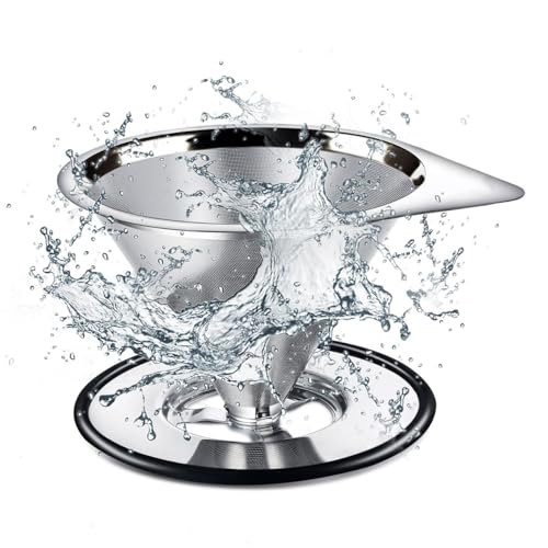Pour Over Coffee Dripper Stainless Steel Coffee Filter Metal Cone Filter Paperless Reusable Coffee Filter Single Cup Coffee Maker 1
