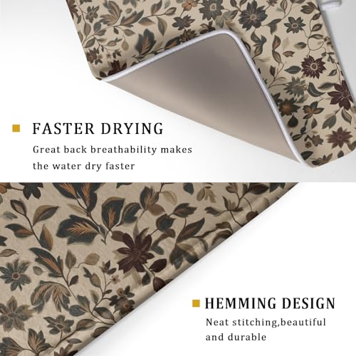 18"x24" Vintage Floral Decorative Dish Drying Mat