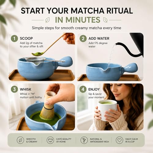 HAPPY PATH & CO Patented Matcha Bowl Set with Handle & Spout