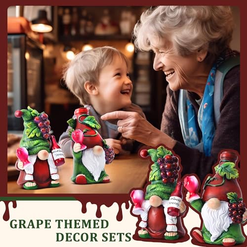 2PCS Wine Gnomes Figurines for Couple Home Party Wine Bar Decor Gnome Gifts for Women Collectible Statue Outdoor for Dining Tables Tiered Pallets Wine Cabinet Living Room (2 Count)