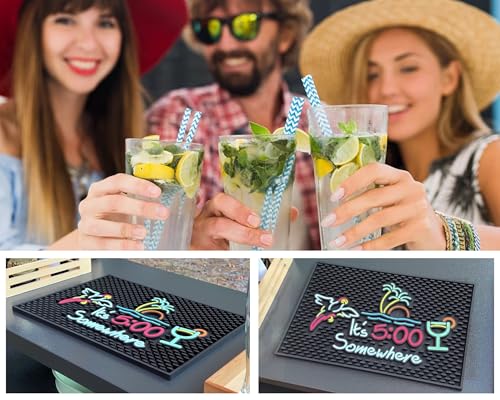 It's 5 00 Somewhere Silicone Tiki Bar Sign Mat 18x12 in