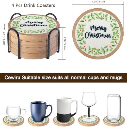 Christmas Coasters Set of 4 with Holder