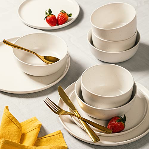 James Street Stoneware Matte Reactive Double Bowl Dinnerware Set