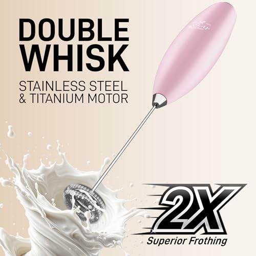 Powerful Double Whisk Milk Frother Handheld