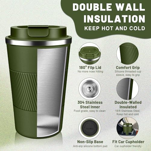 Insulated Coffee Tumblers with Flip Lid 12oz