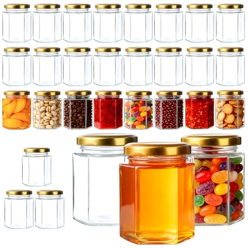 30 Pack 6 oz Glass Jars with Gold Lids (30 Count)