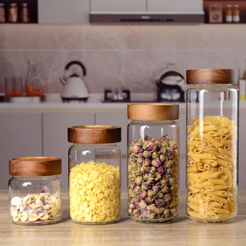 24 fl oz 710 ml Glass Jar with Airtight Wooden Screw Top Lid