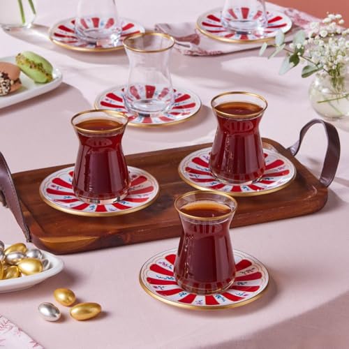 Bursa 12 Piece Turkish Tea Glass and Saucer Set