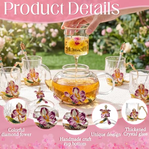 5 Pcs Floral Glass Tea Set (5 Count)