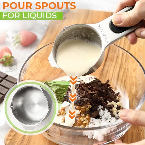 Magnetic Stainless Steel Measuring Cups Set of 7 Patented Black (7 Count)