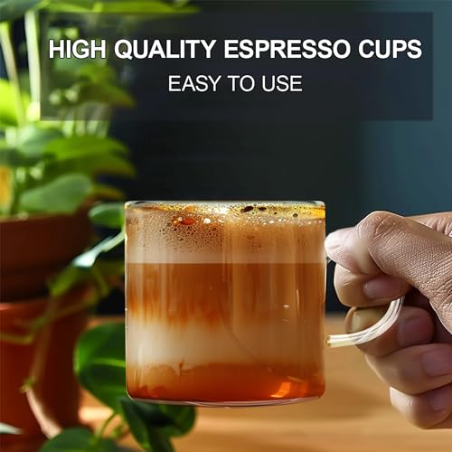 4 Pack 4oz Espresso Cups Espresso Shot Glasses with Handle (4 Count)