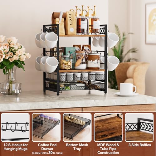 Coffee Bar Organizer Coffee Station K Cup Holder for Countertop
