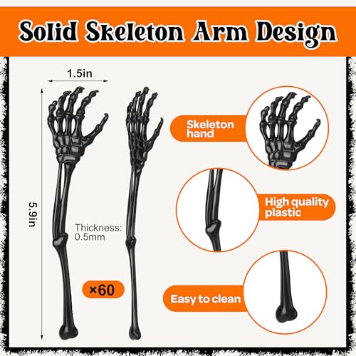 60 Pcs 5.9''x1.5'' Halloween Skeleton Cocktail Stirrers