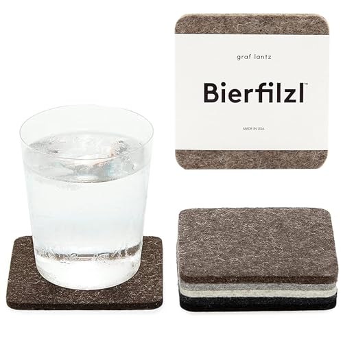 Bierfilzl Merino Wool Square Coasters Set of 6 (6 Count)