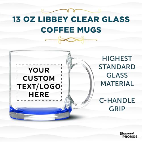 Custom Clear Glass Coffee Mugs 13 oz. Set of 10 (100 Count)