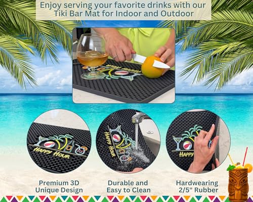 Happy Hour Silicone Bar Mat for Bartending 18x12 in