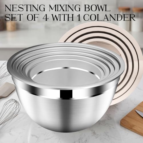 Stainles Steel Mixing Bowls with Lids Set (5 Count)