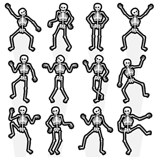 Dancing Skeleton Halloween Cupcake Toppers 48PCS Black Skull Party Cake Decorations Skeleton Cupcake Picks Halloween Birthday Party Decorations for Horror Theme Party Baby Shower Supplies (48 Count)