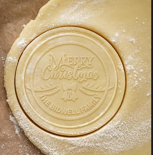 2026 Personalized Christmas Cookie Stamp Custom Merry Christmas Cookies with Your Family's Last Name Great for Baking and Holiday Decorating Ideal Gift for Bakers