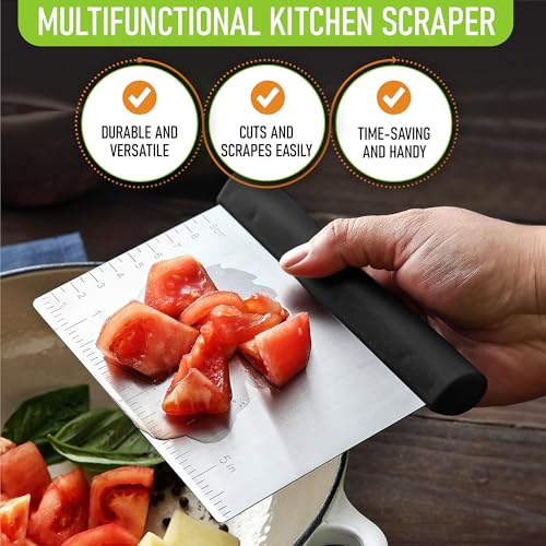 Stainless Steel Bench Scraper & Bowl Scraper Set for Baking