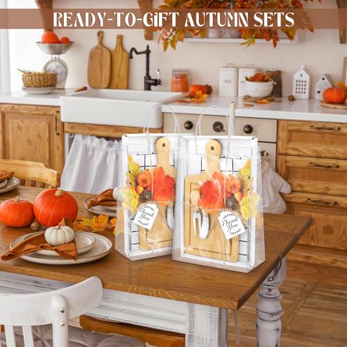 6 Sets Fall Baby Shower Favors 43 Pcs Wooden Square Cheese Board with Knives Forks Kitchen Towels Tags
