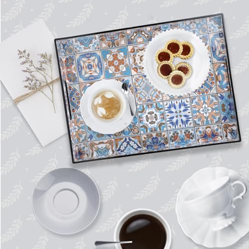 Plastic Serving Tray with Handles for Coffee Table
