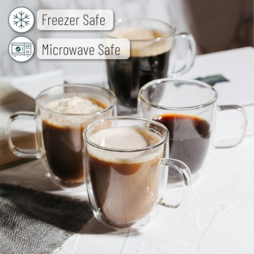 BTaT Double Walled Glass Coffee Mugs (6 Count)
