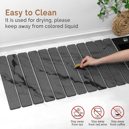 Extra Large Stone Dish Drying Mat for Kitchen Counter (2 Count)