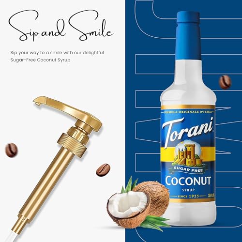 Jimoco® Syrup Pump Dispenser + Torani® Sugar Free Coconut Syrup (25.4 Fl Oz)