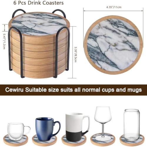 Wood Coasters Set of 6 with Holder