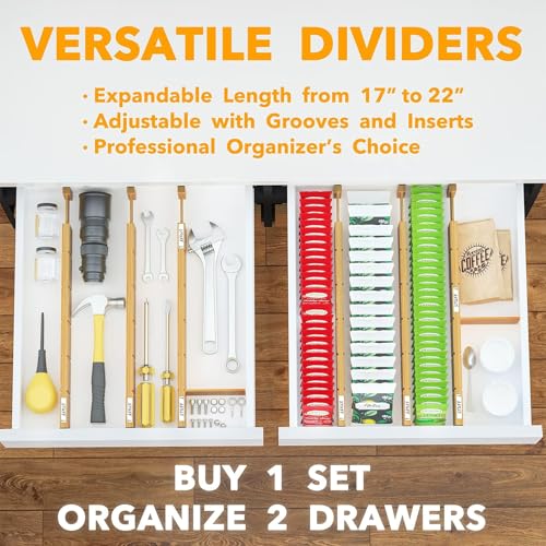 Bamboo Drawer Dividers with Inserts and Labels