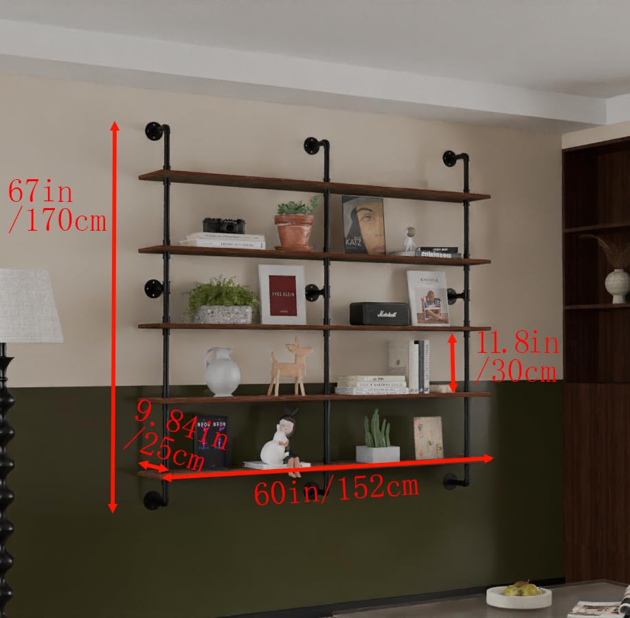 Industrial Pipe Shelf Shelving Bookcase (3 Count)