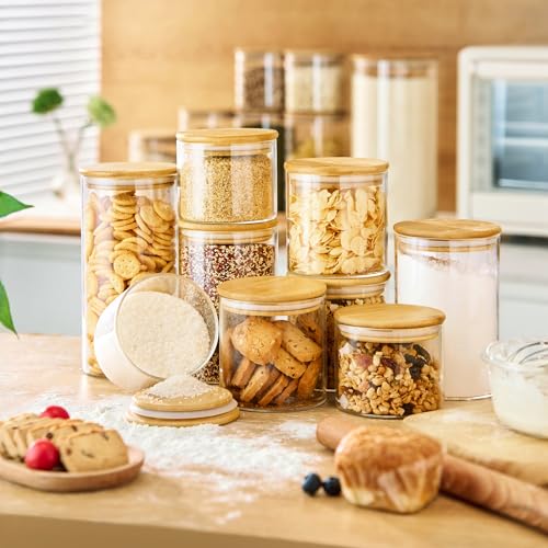 Glass Jars with Bamboo Lids 28 floz [Set of 8] (8 Count)