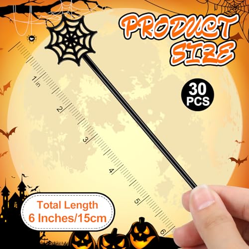 30 Pcs Halloween Swizzle Sticks Spider Web Fall Drink Stirrers