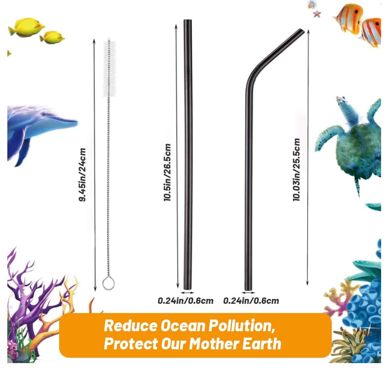 Black Metal Straws (4 Count)