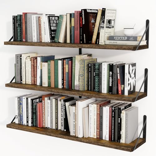 Floating Book Shelves for Wall (3 Count)