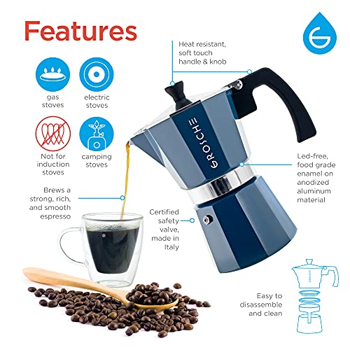 Milano Stovetop Espresso Maker Moka Pot 3 espresso Cup (6 Count)