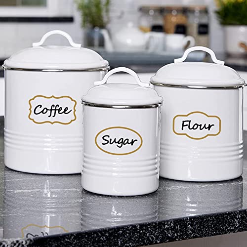 Kitchen Pantry Food Containers Clear Labels with Gold Border