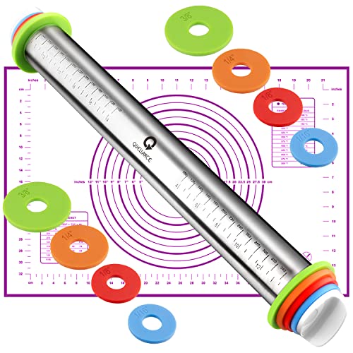 Rolling Pin and Pastry Baking Mat Set