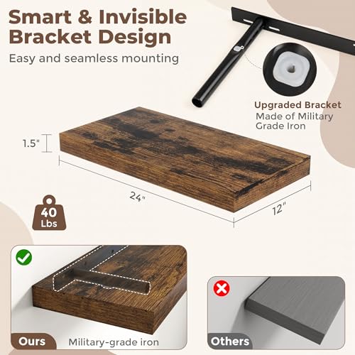 12 Inch Deep Floating Shelves for Wall (2 Count)