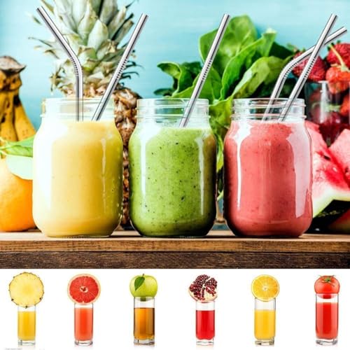 Set of 10 Stainless Steel Straws (12 Count)