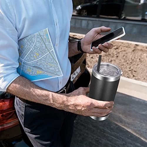 20oz Tumbler with Lid and Straw Stainless Steel Tumbler Cup Bulk Vacuum Insulated Double Wall Travel Coffee Mug Powder Coated Coffee Cup (12 Count)