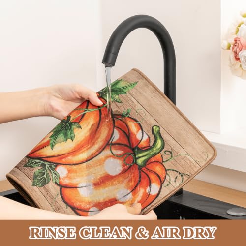 Fall Dish Drying Mat 2 Pack 12x19 Inch (2 Count)