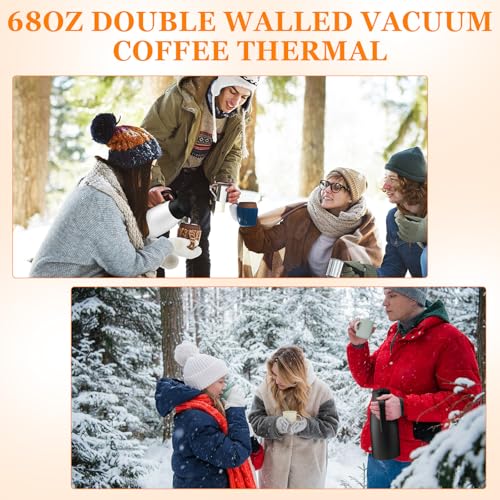 2 Pcs Thermal Coffee Carafe Insulated Stainless Steel Coffee Carafe for Hot Liquid Vacuum Thermal Pot Creamer Pitcher Dispenser with Brushes Keeping Hot Water Milk